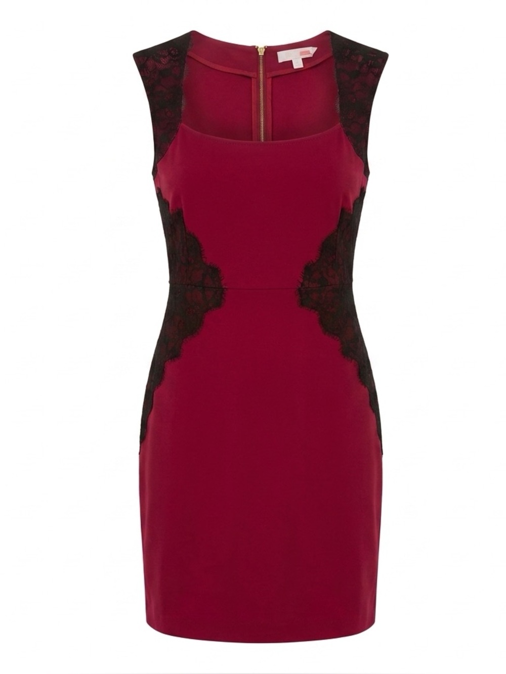 Erin Fetherston Red Black Lace Sheath Dress Size 12 Cocktail & Date Night